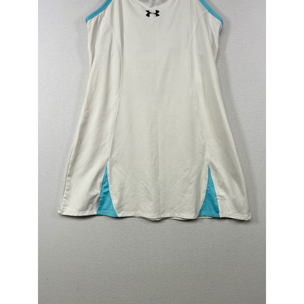 Tenniscore Under‎ Armour Womens Large White Turquoise HeatGear Racerback Dress - Picture 9 of 10